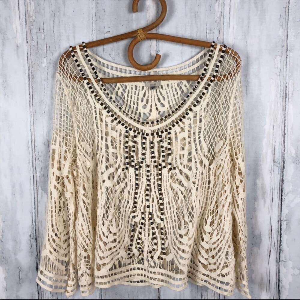 URBAN OUTFITTERS Ecoté Studded Crochet Lace Top L